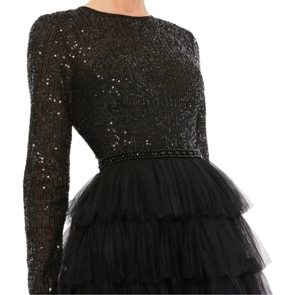 NWOT MAC DUGGAL Sequin Tiered Tulle Formal Wedding Cocktail Tea Length Dress 4 - Picture 2 of 8